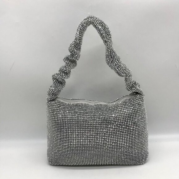 I.N.C International Concepts Silver Mesh Scrunch Shoulder Bag - Picture 2 of 11